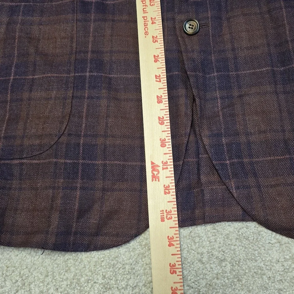 Brunello Cucinelli Sartoria Solomeo Blazer Linen Wool Silk Burgundy Plaid Italy